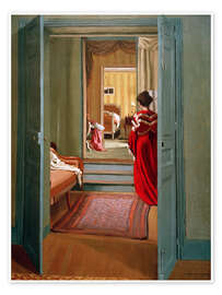 Poster Interior with woman in red