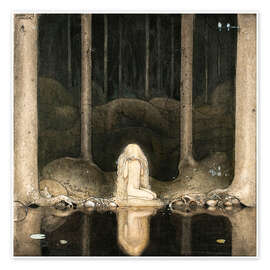 Wall art print Still, Tuvstarr sits and gazes down into the water - John Bauer