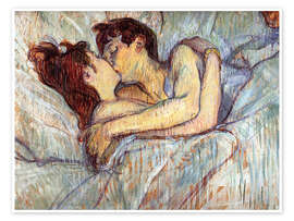 Poster In Bed, The Kiss - Henri de Toulouse-Lautrec