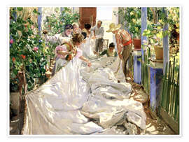 Poster Sewing the Sail - Joaquín Sorolla y Bastida