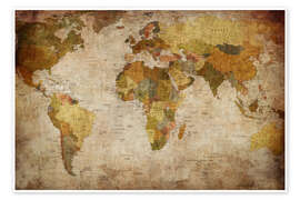 Poster Vintage World Map