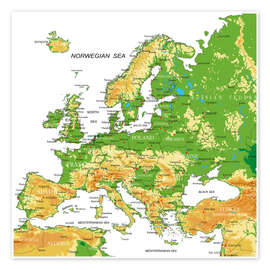 Poster Europe - Topographic Map