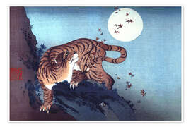 Poster The Tiger and the moon - Katsushika Hokusai