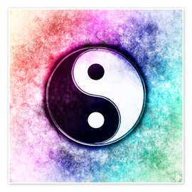 Poster Yin Yang - Sunset Over The Green Forest
