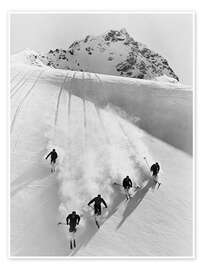Poster Vintage downhill race in the swiss alps - Vintage Ski Collection