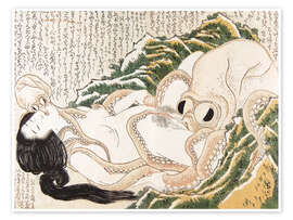 Poster The Dream of the Fisherman's Wife - Katsushika Hokusai