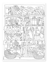 Colouring poster The Cat on the Ladder - Heike Langenkamp