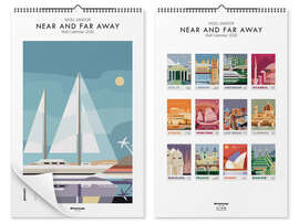 Wall art print Retro Travel Calendar - Near and Far Away 2026 - Nigel Sandor