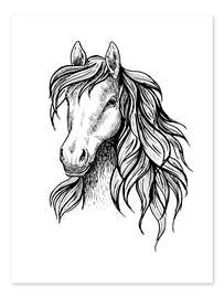 Colouring poster Horse head