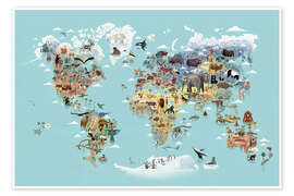 Wall art print World Map of Animals - Dieter Braun