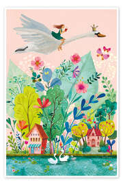 Poster Flying swan - Mila Marquis