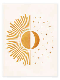 Poster Boho Sun and Moon - Day and Night