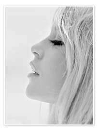 Poster Brigitte Bardot on the beach 1965, black and white