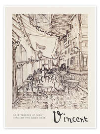 Wall art print Study Sketch for Café Terrace at Night, 1888 - Vincent van Gogh