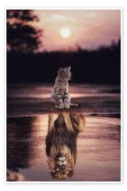 Wall art print Dream Big - Little Cat Becomes a Lion - Gen Z