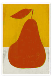 Wall art print Pear Orange on Yellow - Marco Marella