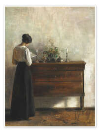 Poster Portrait of a Woman Reading by a Dresser - Carl Holsøe