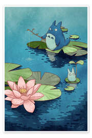 Poster Fishing in the Pond - syntetyc