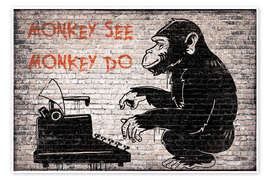 Poster Banksy - Monkey See Monkey Do - Pineapple Licensing