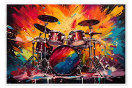 Poster Vibrant Drumming Abstraction - Michael artefacti
