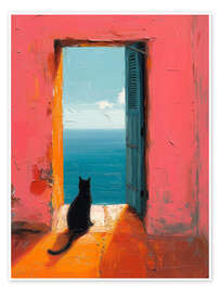 Poster Cat starring at the sea - DejaReve