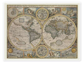 Poster Antique map of the world, 1626