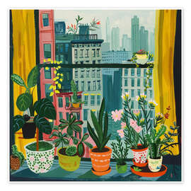 Poster New York through my plants - DejaReve