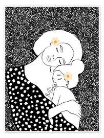 Wall art print Mother and daughter sleeping - CatsAndDotz