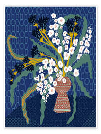 Wall art print Floral still life in dark blue - Annick