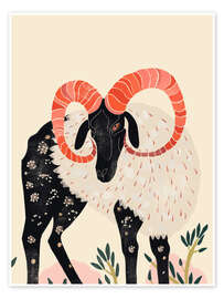 Wall art print Majestic Ram - Artsy Sesta