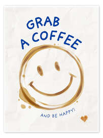 Wall art print Grab a coffee and be happy - Ohkimiko